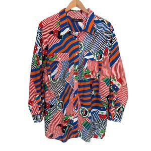 Ralph Lauren Nautical Button Up Long Sleeve Cotton Lightweight Shirt Lauren EUC